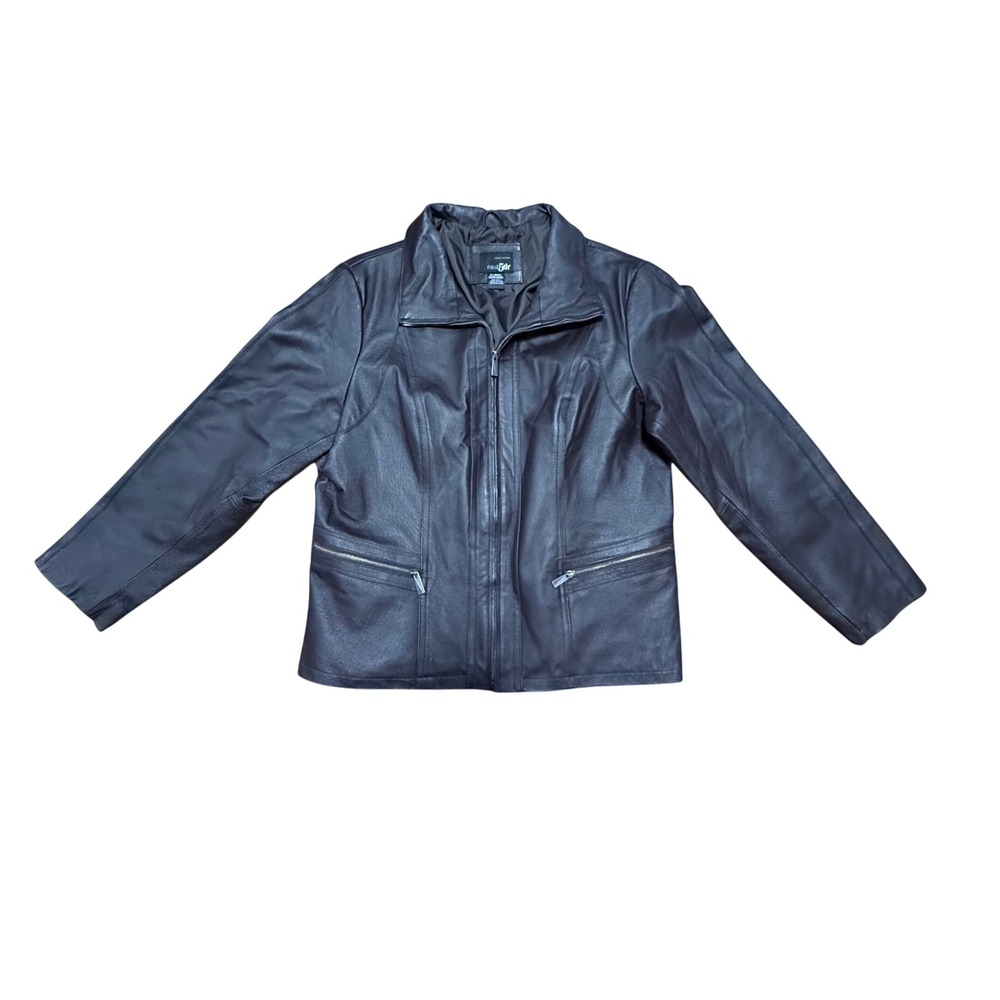 East‎ 5th Genuine Leather Jacket XL Brown Zip Front Pockets